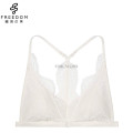 New design crochet lace sexy beautiful ladies front open triangle crop top bra bralette